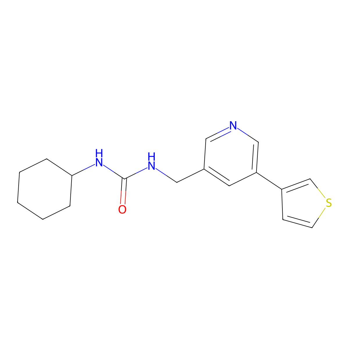 1-Cyclohexyl-3-((5-(thiophen-3-yl)pyridin-3-yl)methyl)urea molecular structure, CAS 1788679-77-5