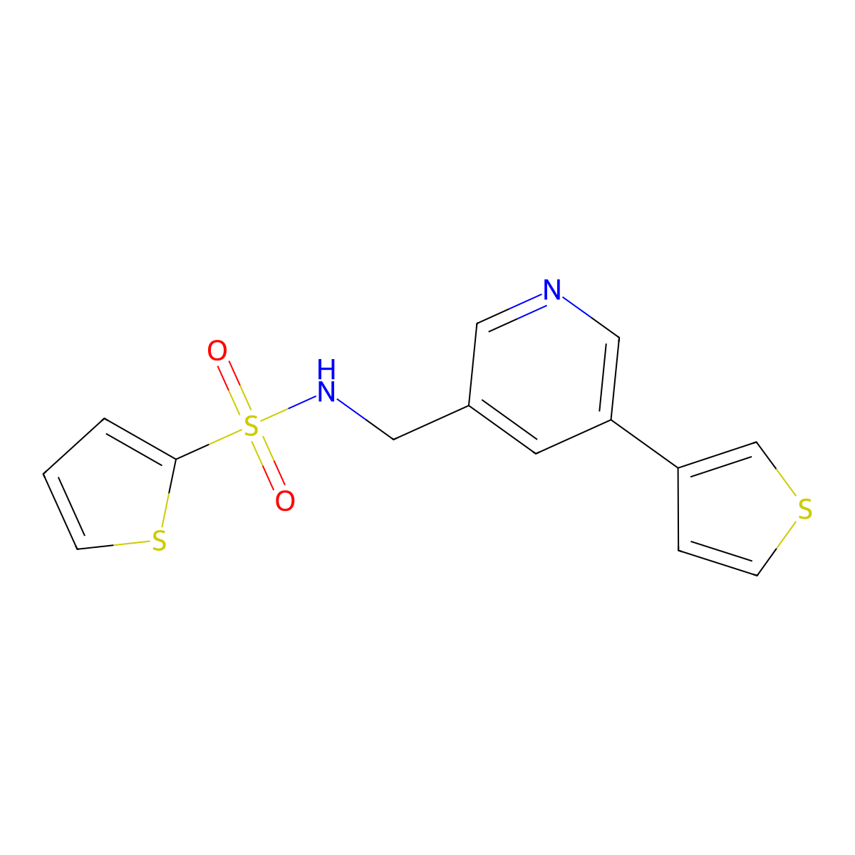 N-((5-(thiophen-3-yl)pyridin-3-yl)methyl)thiophene-2-sulfonamide molecular structure, CAS 1788679-83-3