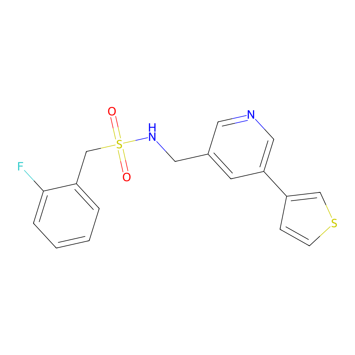 1-(2-fluorophenyl)-N-((5-(thiophen-3-yl)pyridin-3-yl)methyl)methanesulfonamide molecular structure, CAS 1788679-99-1
