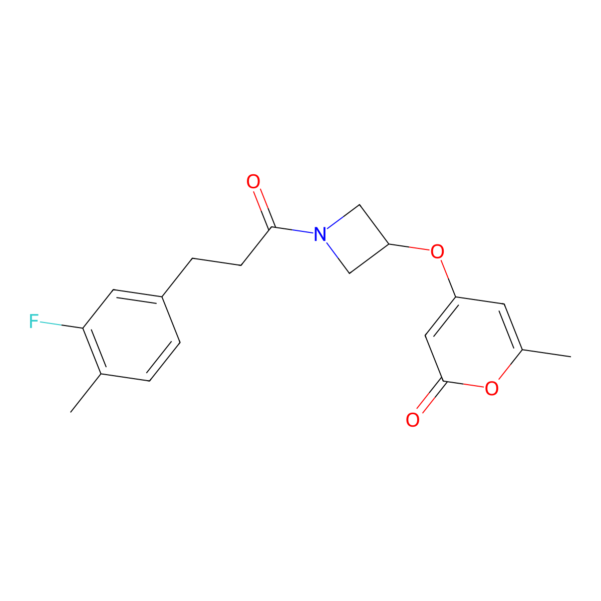 4-((1-(3-(3-fluoro-4-methylphenyl)propanoyl)azetidin-3-yl)oxy)-6-methyl-2H-pyran-2-one molecular structure, CAS 1788680-35-2