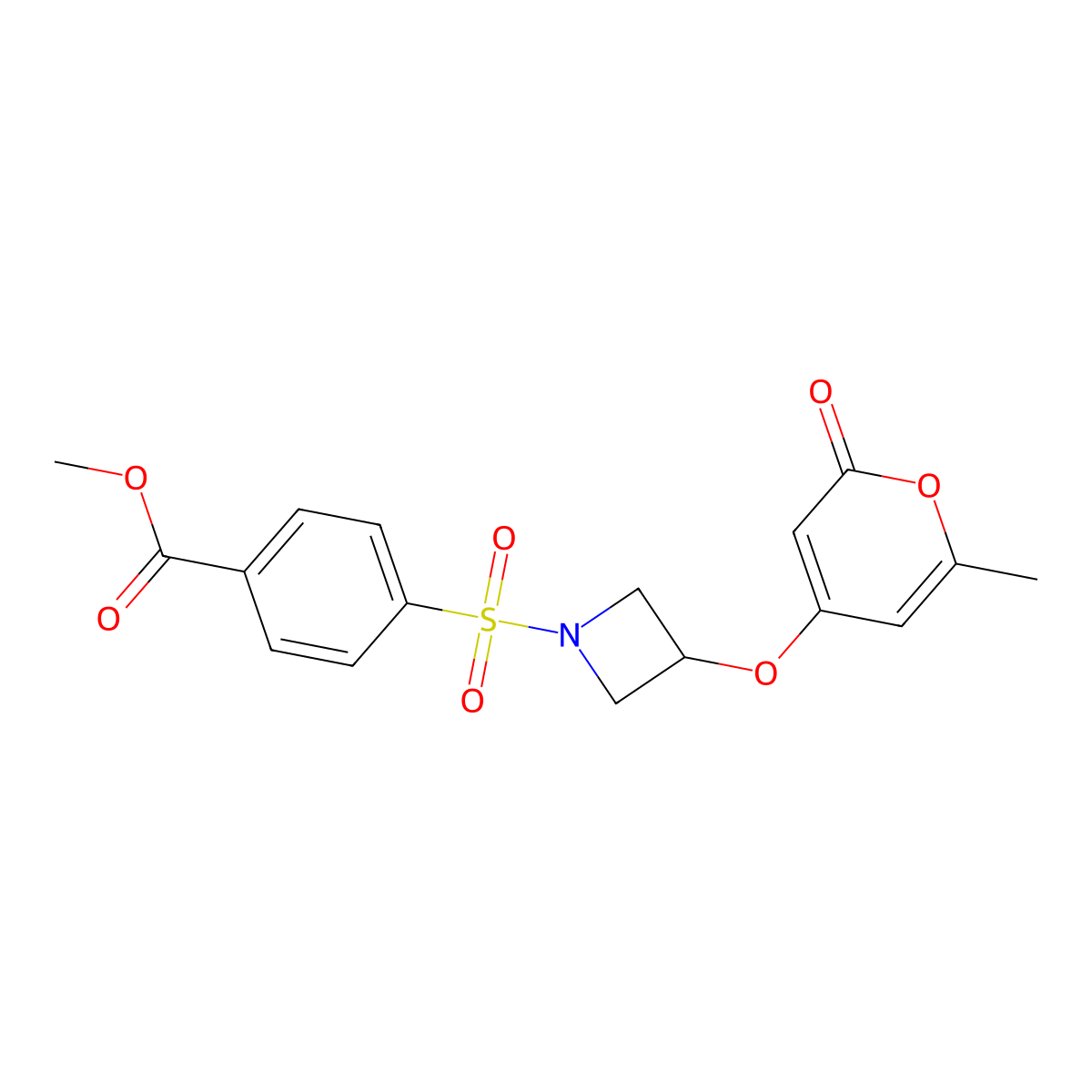 methyl 4-((3-((6-methyl-2-oxo-2H-pyran-4-yl)oxy)azetidin-1-yl)sulfonyl)benzoate molecular structure, CAS 1788680-42-1