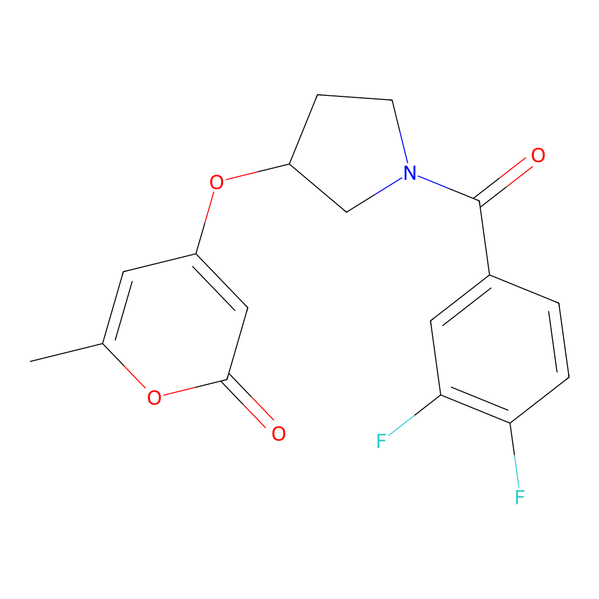 4-((1-(3,4-difluorobenzoyl)pyrrolidin-3-yl)oxy)-6-methyl-2H-pyran-2-one molecular structure, CAS 1788680-46-5