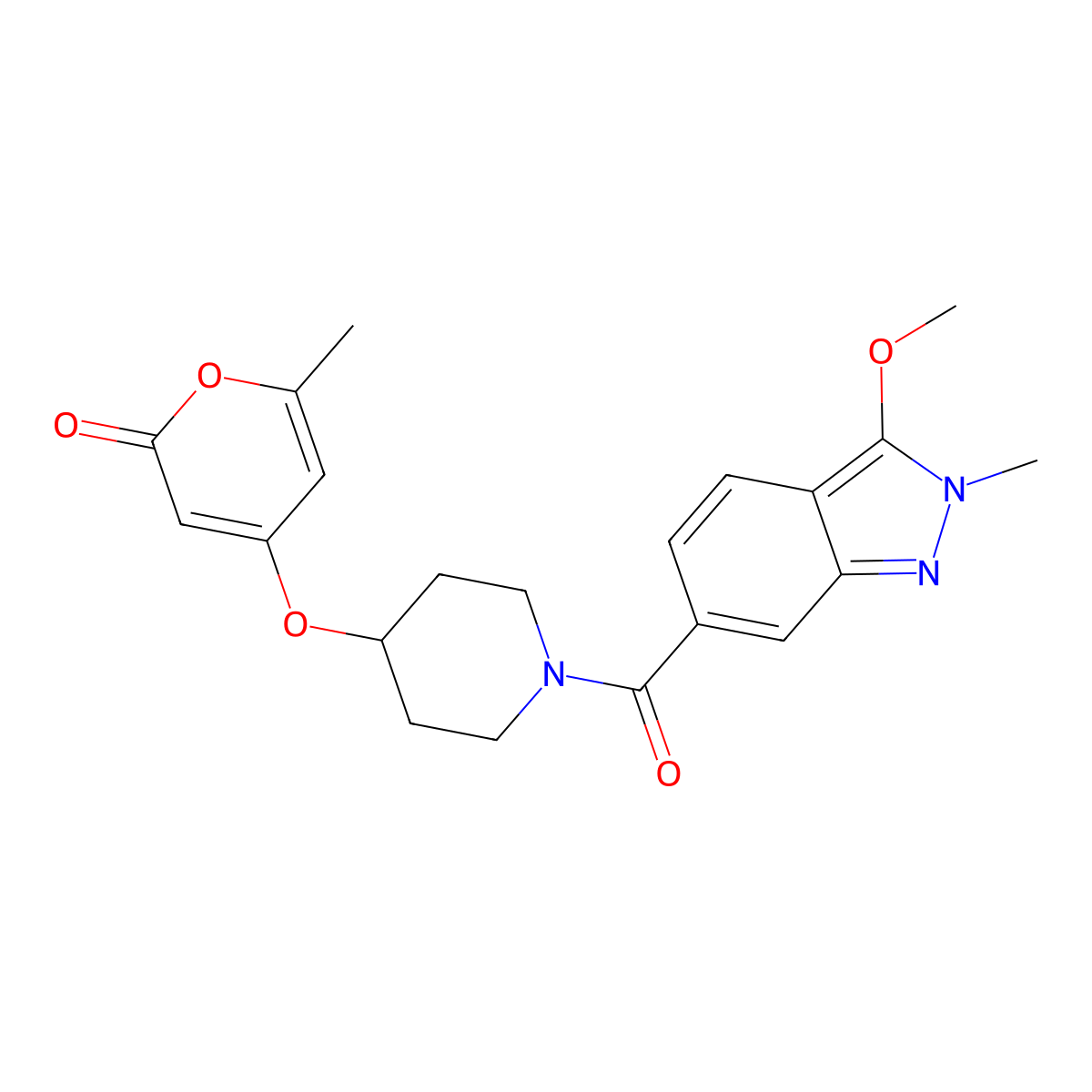 4-{[1-(3-methoxy-2-methyl-2H-indazole-6-carbonyl)piperidin-4-yl]oxy}-6-methyl-2H-pyran-2-one molecular structure, CAS 1788680-68-1