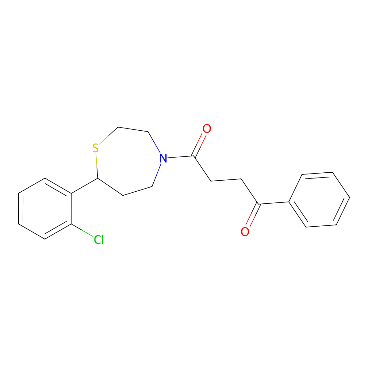 1-[7-(2-Chlorophenyl)-1,4-thiazepan-4-yl]-4-phenylbutane-1,4-dione molecular structure, CAS 1788681-05-9