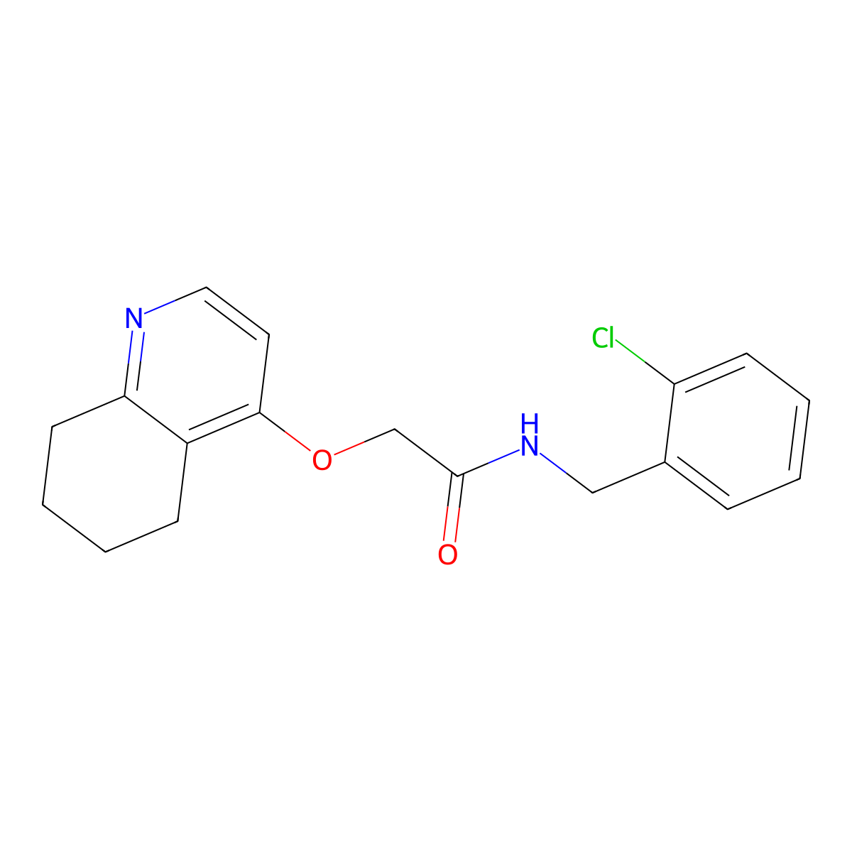 N-(2-chlorobenzyl)-2-((5,6,7,8-tetrahydroquinolin-4-yl)oxy)acetamide molecular structure, CAS 1788681-52-6