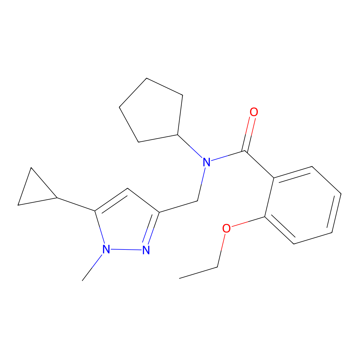 N-cyclopentyl-N-[(5-cyclopropyl-1-methyl-1H-pyrazol-3-yl)methyl]-2-ethoxybenzamide molecular structure, CAS 1788682-16-5