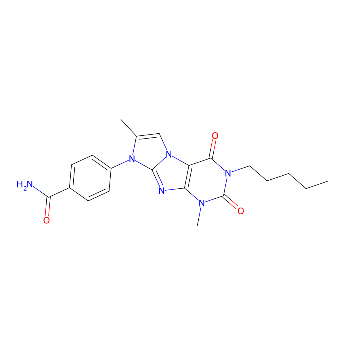 4-{1,7-dimethyl-2,4-dioxo-3-pentyl-1H,2H,3H,4H,8H-imidazo[1,2-g]purin-8-yl}benzamide molecular structure, CAS 1788685-91-5