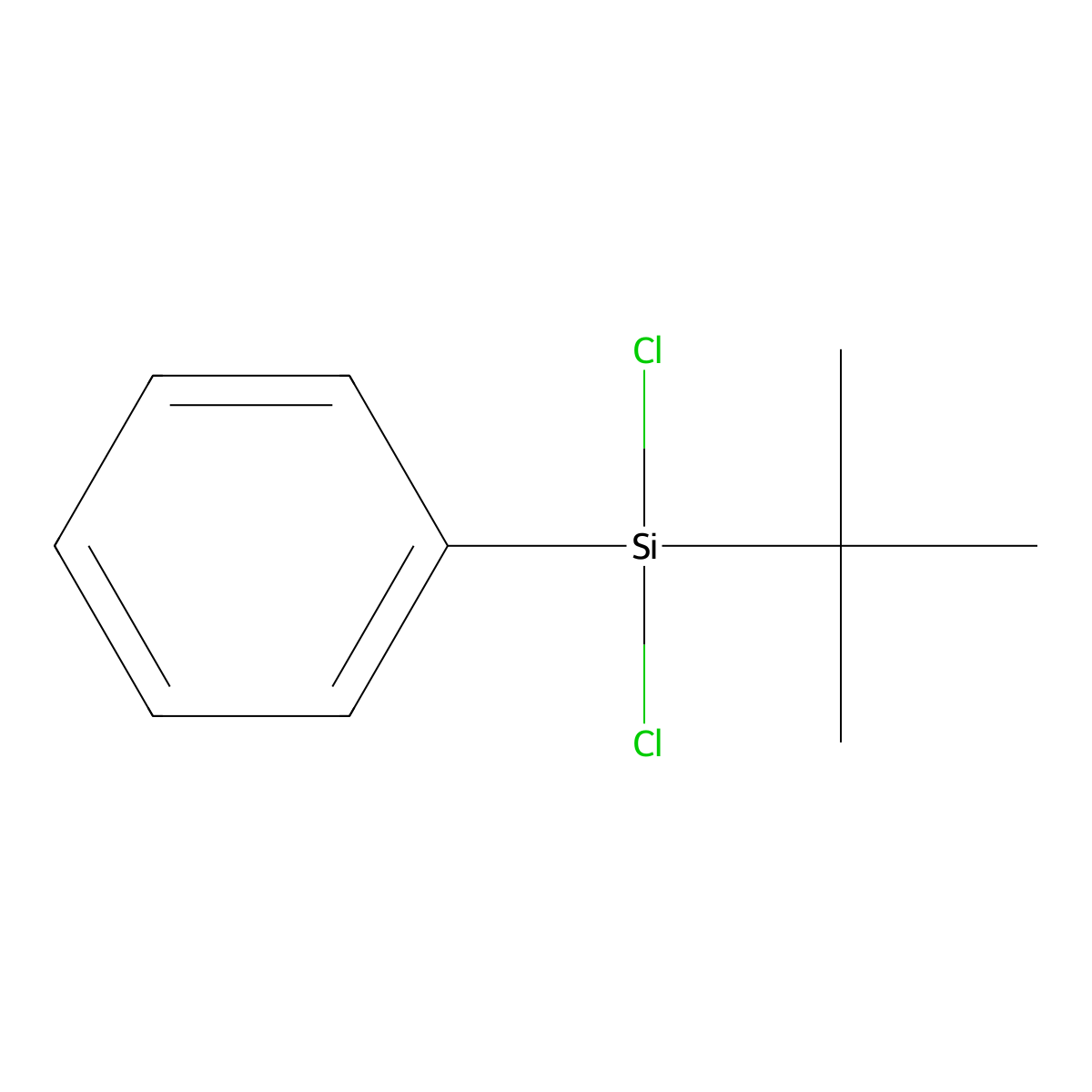 Dichloro(1,1-dimethylethyl)phenylsilane molecular structure, CAS 17887-41-1