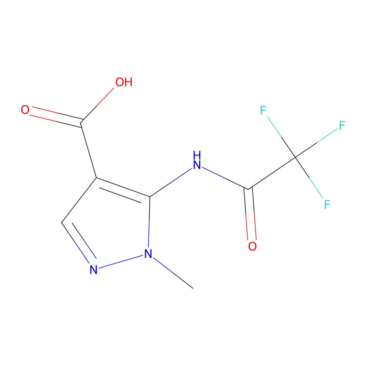 1-methyl-5-(trifluoroacetamido)-1H-pyrazole-4-carboxylic acid molecular structure, CAS 1788706-51-3