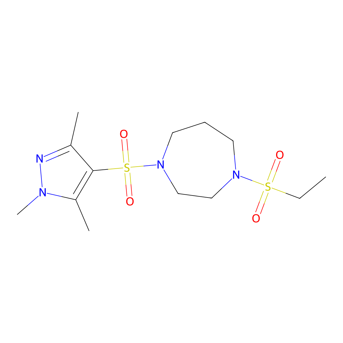 1-(ethylsulfonyl)-4-((1,3,5-trimethyl-1H-pyrazol-4-yl)sulfonyl)-1,4-diazepane molecular structure, CAS 1788718-44-4