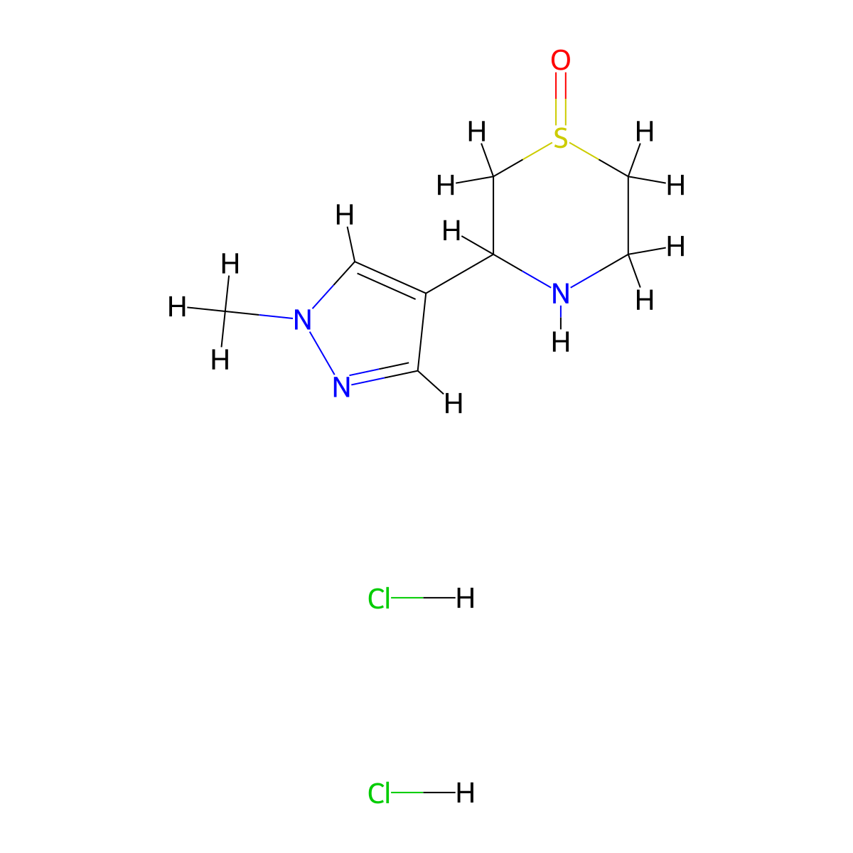 3-(1-methyl-1H-pyrazol-4-yl)-1lambda4-thiomorpholin-1-one dihydrochloride molecular structure, CAS 1788719-27-6