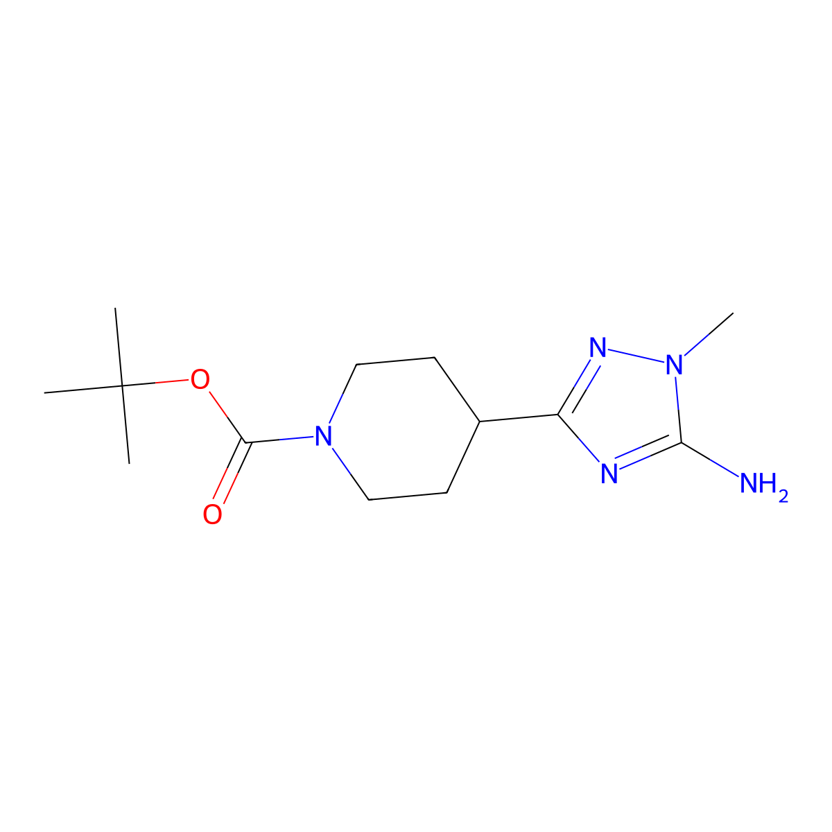 tert-butyl 4-(5-amino-1-methyl-1H-1,2,4-triazol-3-yl)piperidine-1-carboxylate molecular structure, CAS 1788722-27-9