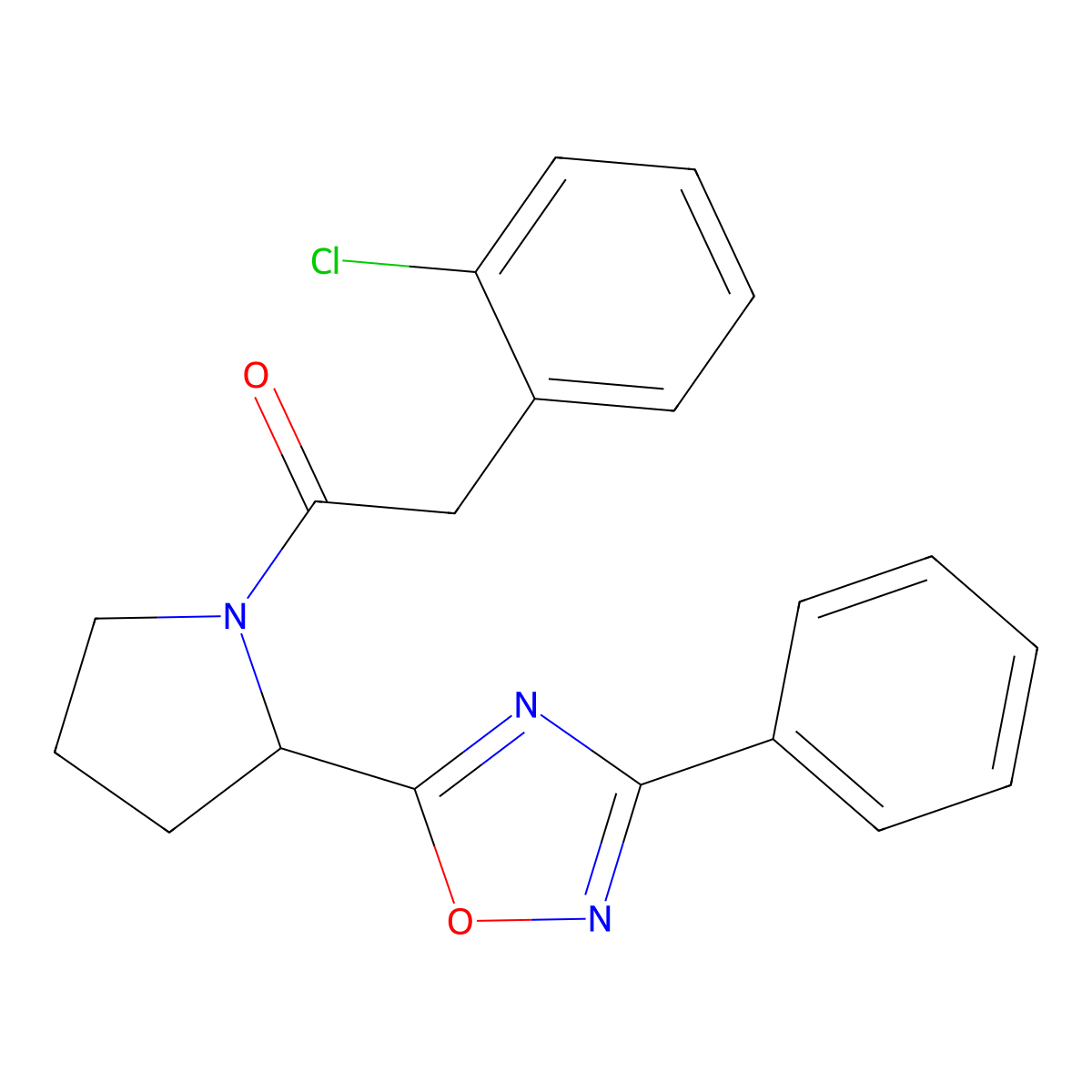 5-{1-[(2-Chlorophenyl)acetyl]pyrrolidin-2-yl}-3-phenyl-1,2,4-oxadiazole molecular structure, CAS 1788753-89-8