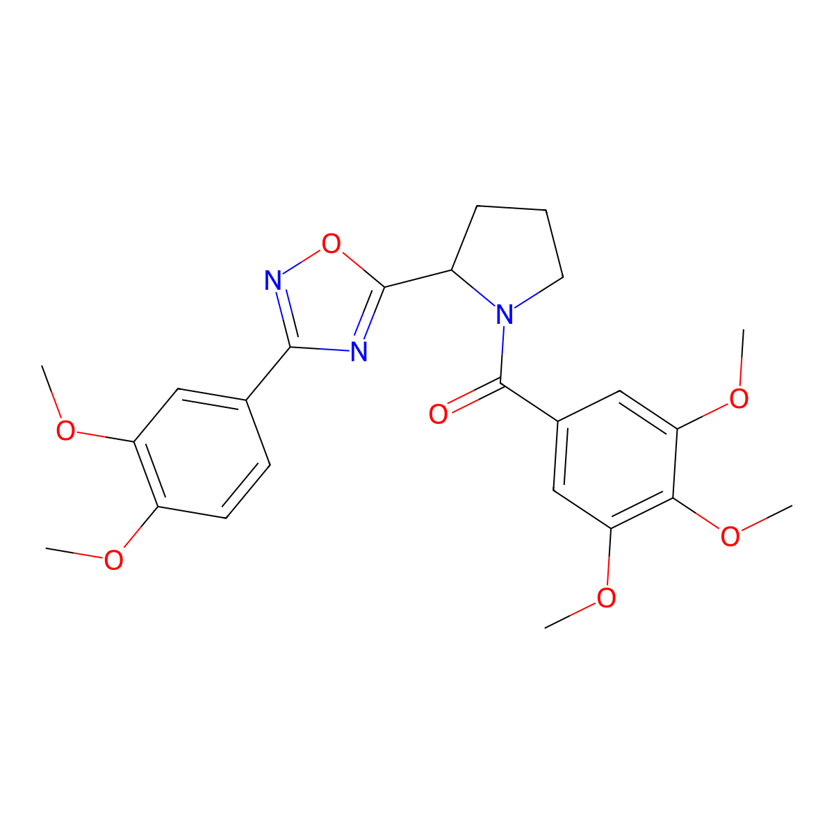 3-(3,4-Dimethoxyphenyl)-5-[1-(3,4,5-trimethoxybenzoyl)pyrrolidin-2-yl]-1,2,4-oxadiazole molecular structure, CAS 1788754-19-7
