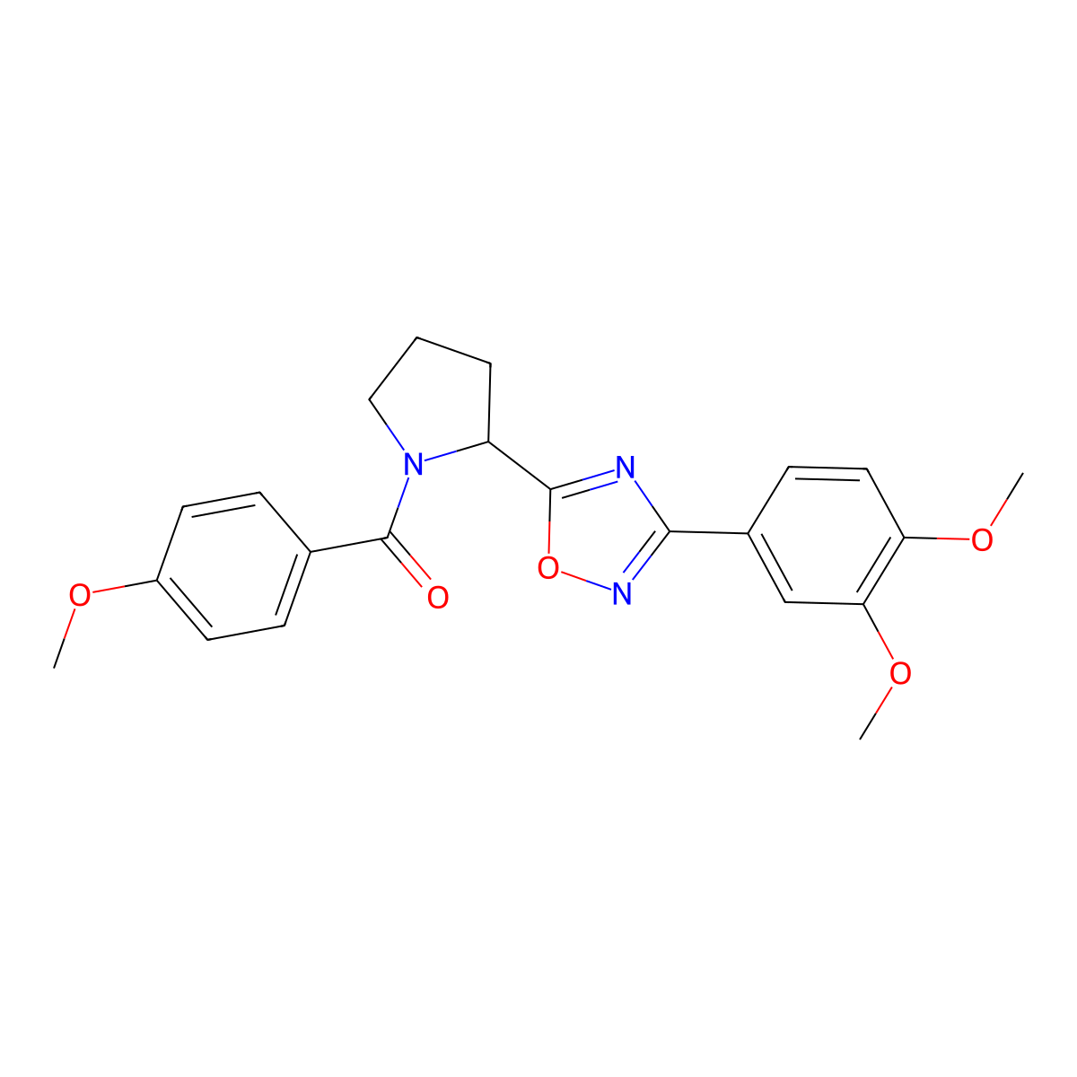 3-(3,4-Dimethoxyphenyl)-5-[1-(4-methoxybenzoyl)pyrrolidin-2-yl]-1,2,4-oxadiazole molecular structure, CAS 1788754-31-3