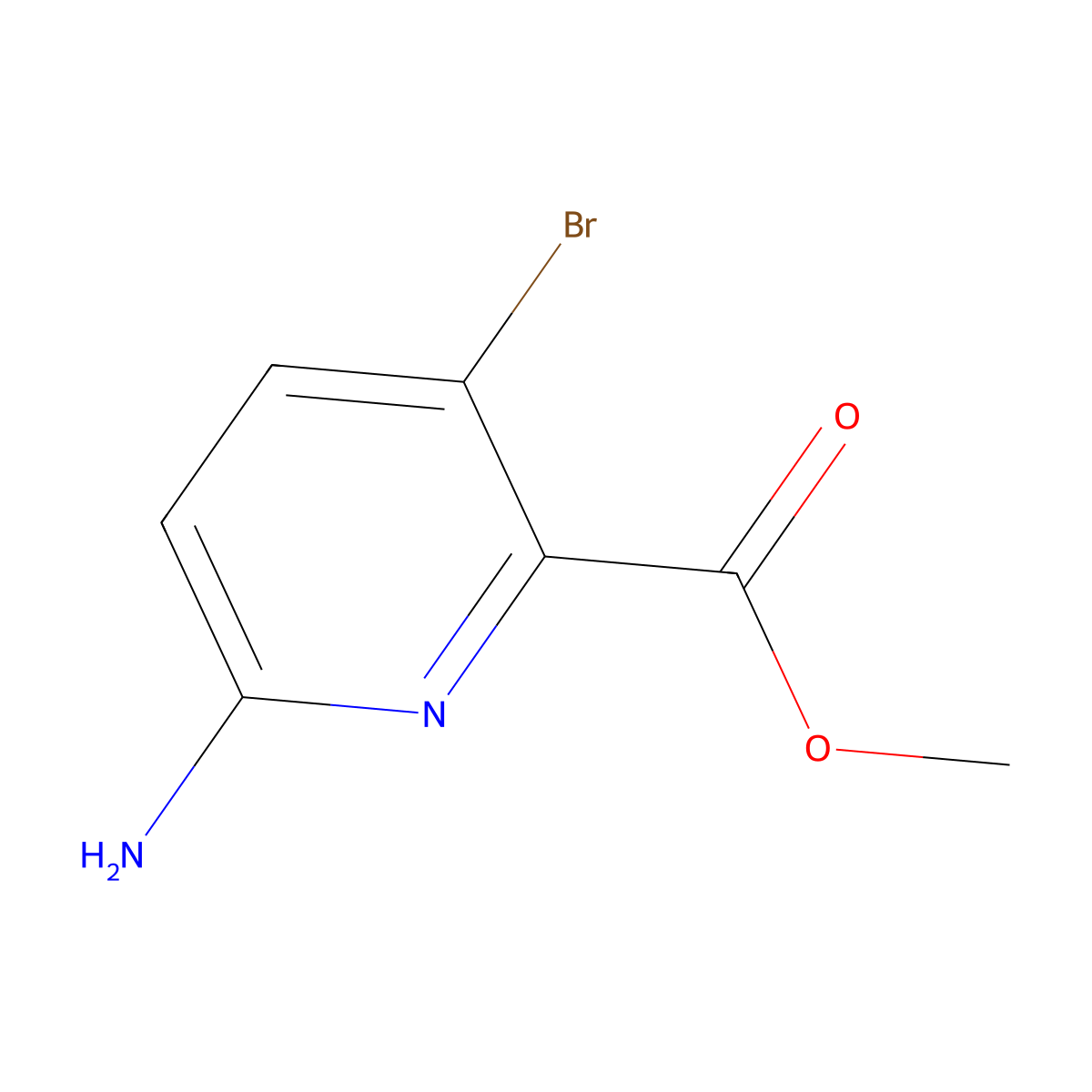 Methyl 6-amino-3-bromopyridine-2-carboxylate molecular structure, CAS 178876-83-0