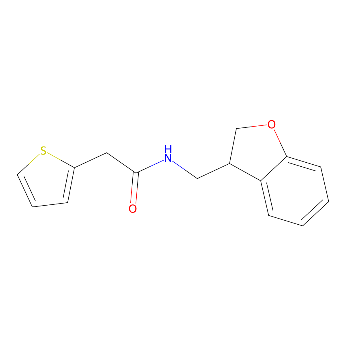 N-[(2,3-dihydro-1-benzofuran-3-yl)methyl]-2-(thiophen-2-yl)acetamide molecular structure, CAS 1788762-74-2