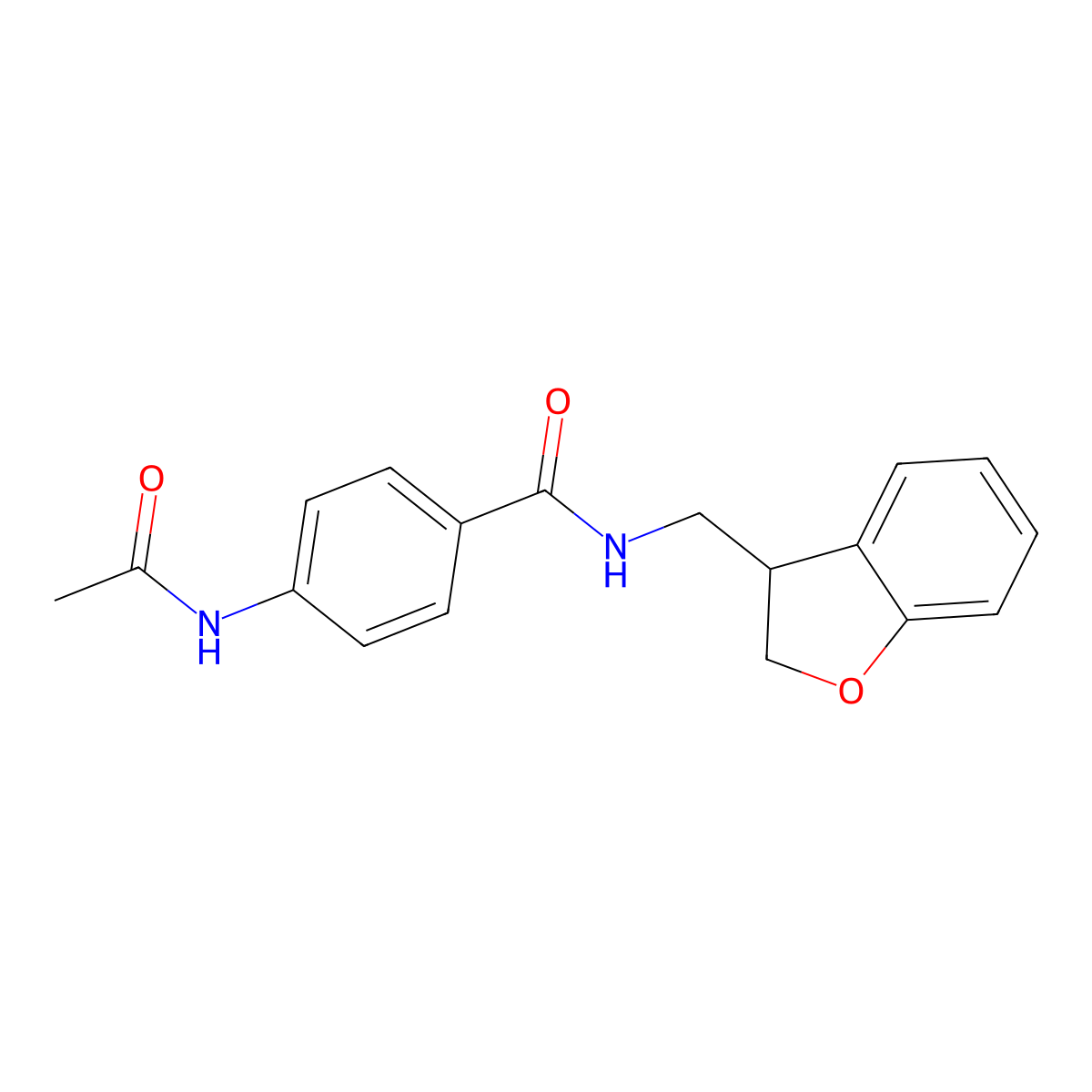 N-[(2,3-dihydro-1-benzofuran-3-yl)methyl]-4-acetamidobenzamide molecular structure, CAS 1788765-51-4