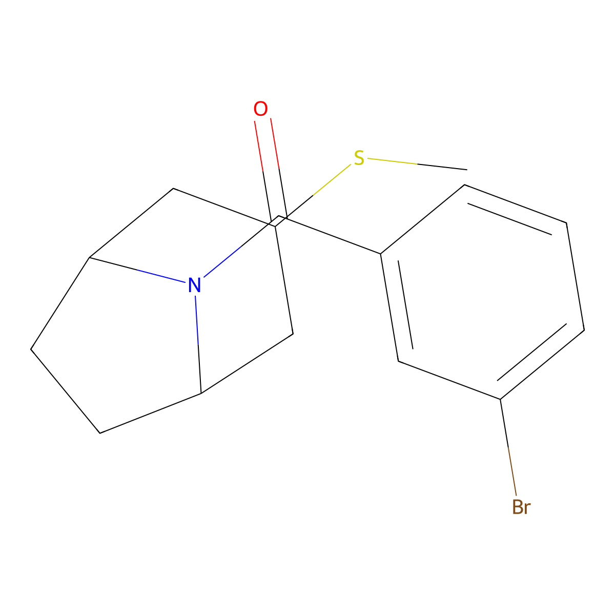 (3-bromophenyl)((1R,5S)-3-(methylthio)-8-azabicyclo[3.2.1]octan-8-yl)methanone molecular structure, CAS 1788769-23-2