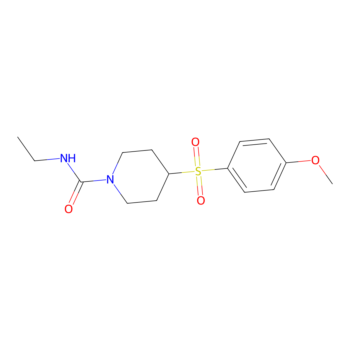 N-ethyl-4-((4-methoxyphenyl)sulfonyl)piperidine-1-carboxamide molecular structure, CAS 1788769-36-7