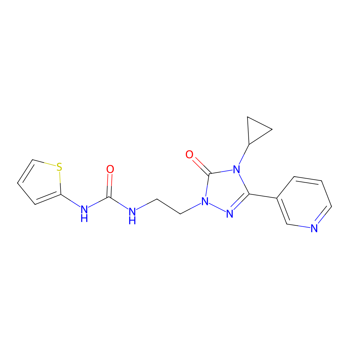 1-(2-(4-cyclopropyl-5-oxo-3-(pyridin-3-yl)-4,5-dihydro-1H-1,2,4-triazol-1-yl)ethyl)-3-(thiophen-2-yl)urea molecular structure, CAS 1788769-50-5