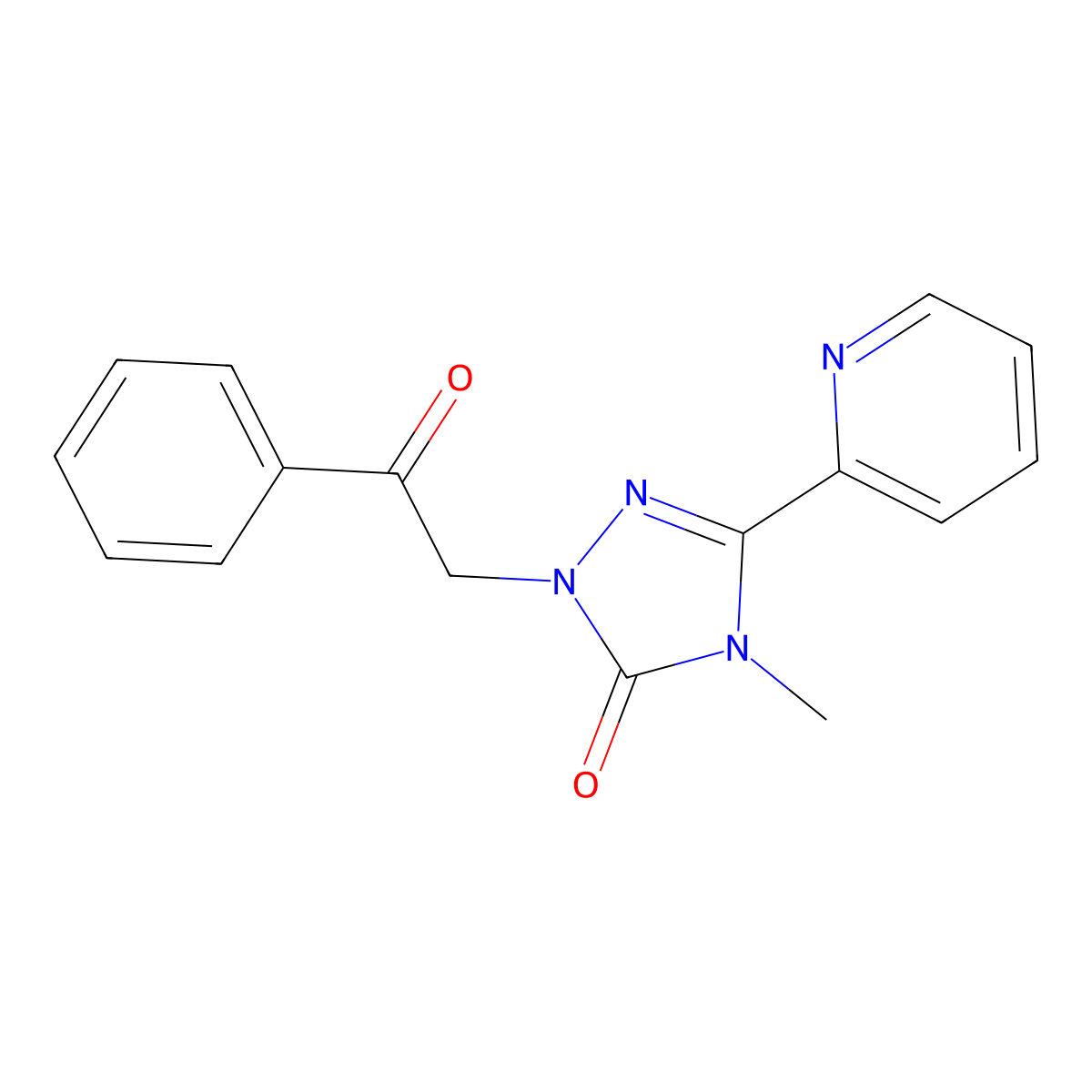 4-methyl-1-(2-oxo-2-phenylethyl)-3-(pyridin-2-yl)-1H-1,2,4-triazol-5(4H)-one molecular structure, CAS 1788769-59-4