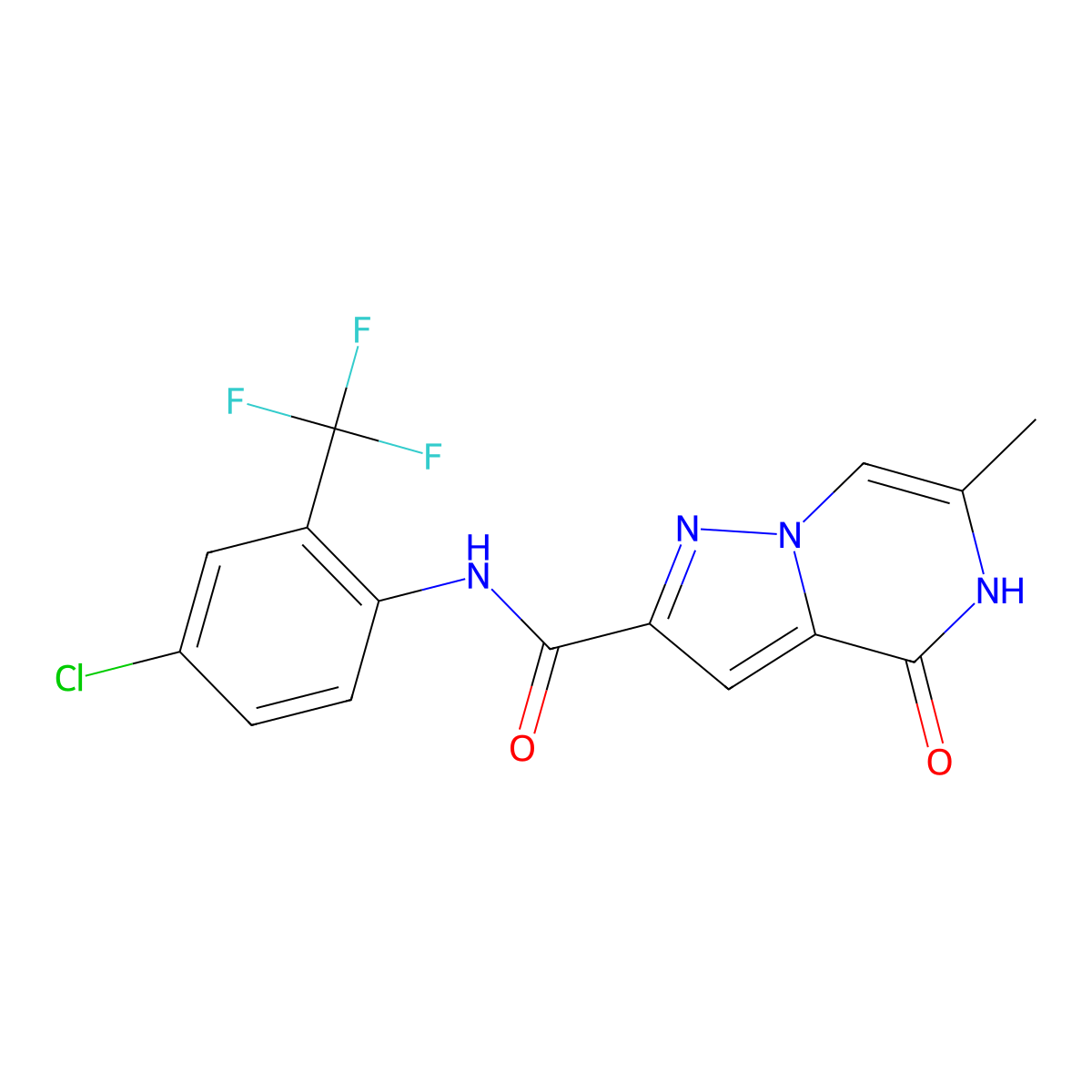N-[4-chloro-2-(trifluoromethyl)phenyl]-6-methyl-4-oxo-4,5-dihydropyrazolo[1,5-a]pyrazine-2-carboxamide molecular structure, CAS 1788769-68-5