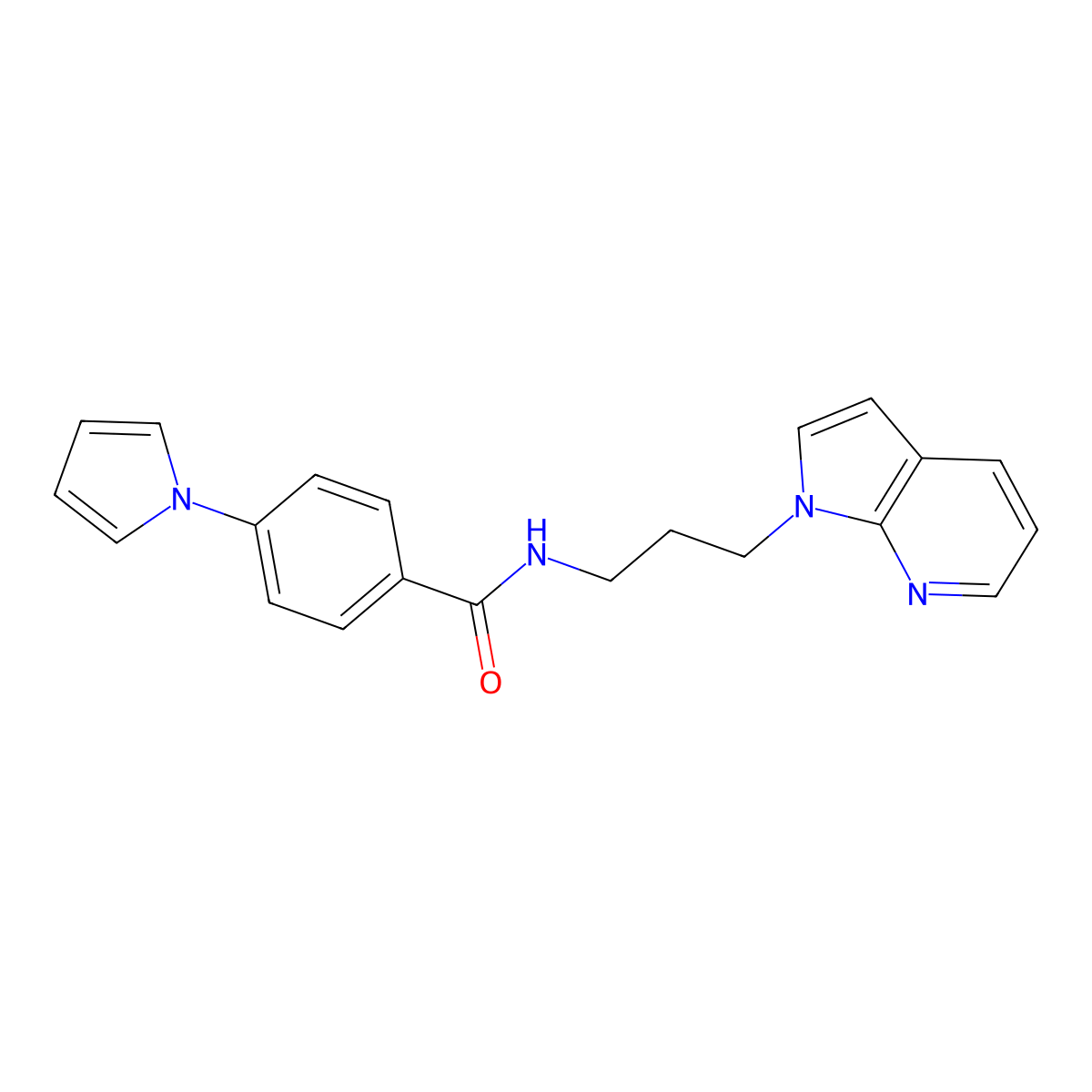 N-(3-(1H-pyrrolo[2,3-b]pyridin-1-yl)propyl)-4-(1H-pyrrol-1-yl)benzamide molecular structure, CAS 1788770-23-9