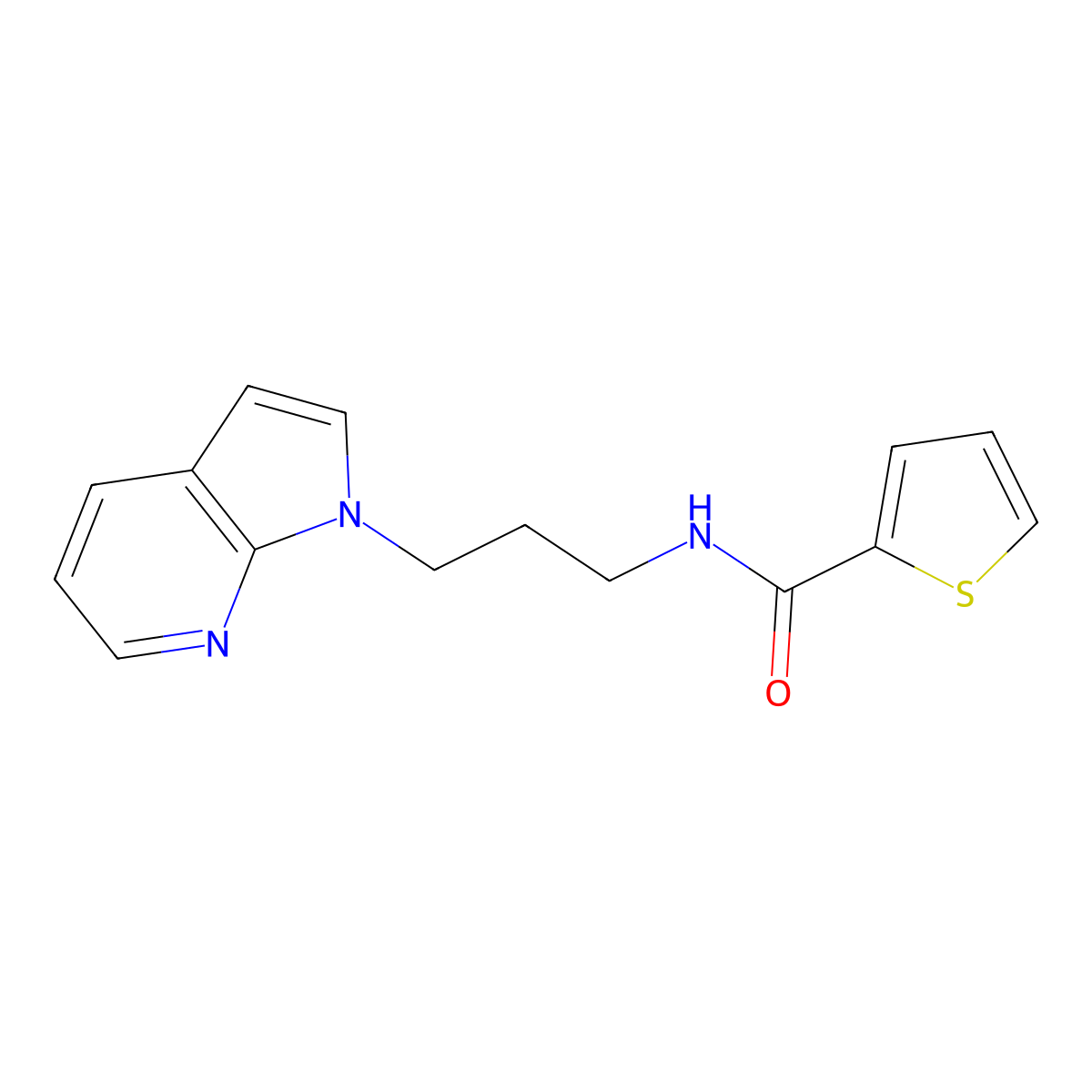 N-(3-{1H-pyrrolo[2,3-b]pyridin-1-yl}propyl)thiophene-2-carboxamide molecular structure, CAS 1788770-24-0