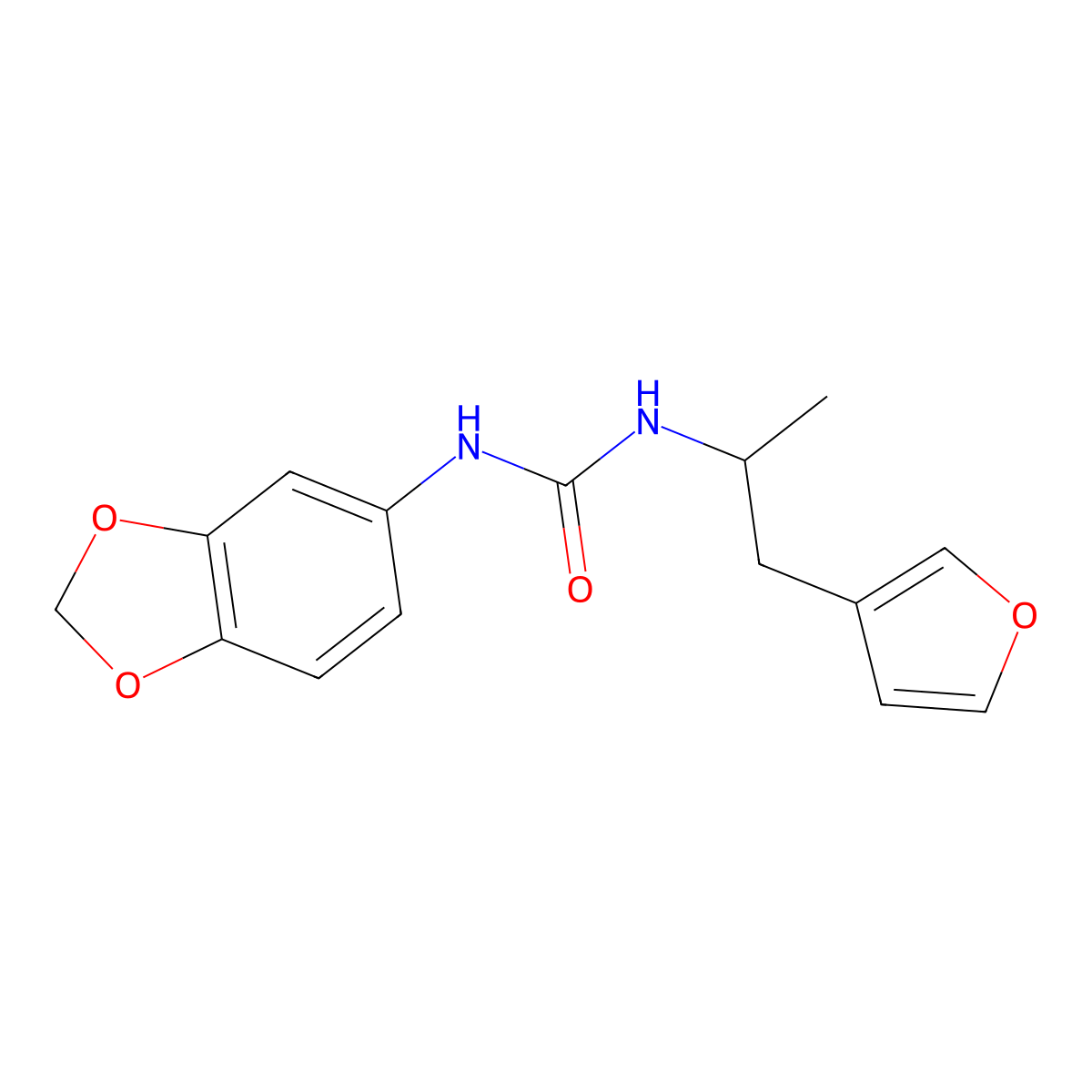 1-(Benzo[d][1,3]dioxol-5-yl)-3-(1-(furan-3-yl)propan-2-yl)urea molecular structure, CAS 1788770-63-7