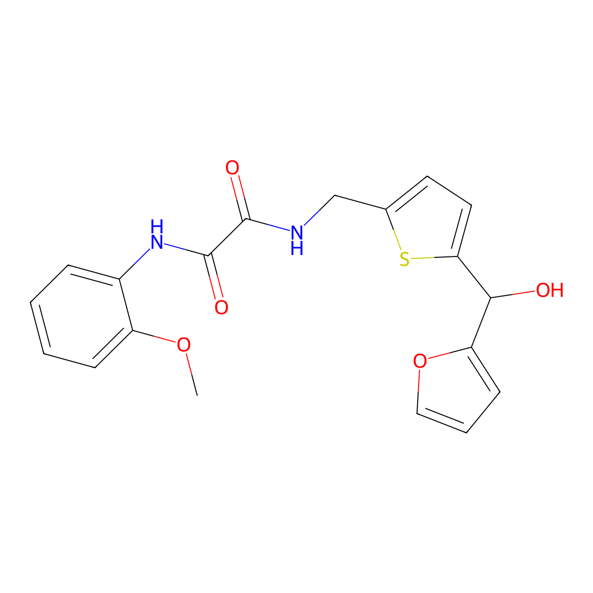 N1-((5-(furan-2-yl(hydroxy)methyl)thiophen-2-yl)methyl)-N2-(2-methoxyphenyl)oxalamide molecular structure, CAS 1788771-24-3