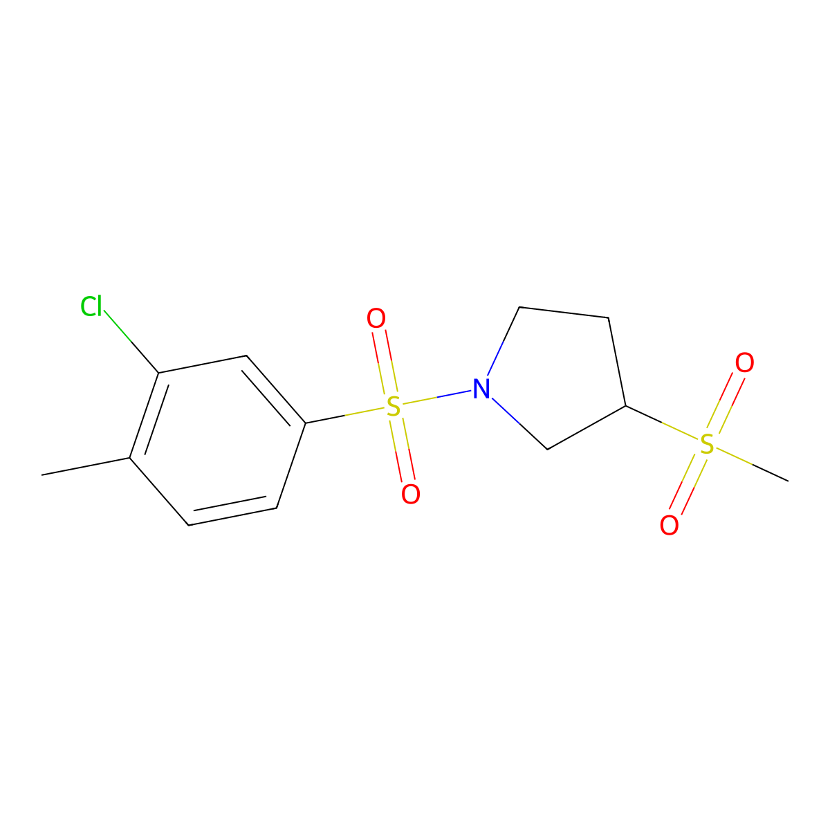 1-((3-Chloro-4-methylphenyl)sulfonyl)-3-(methylsulfonyl)pyrrolidine molecular structure, CAS 1788771-35-6