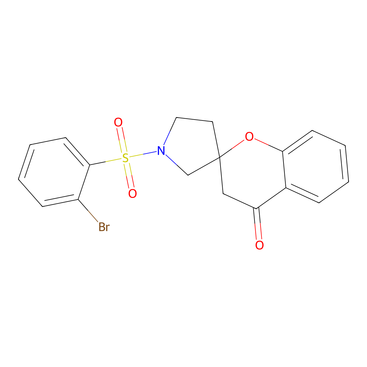 1'-((2-Bromophenyl)sulfonyl)spiro[chroman-2,3'-pyrrolidin]-4-one molecular structure, CAS 1788771-43-6