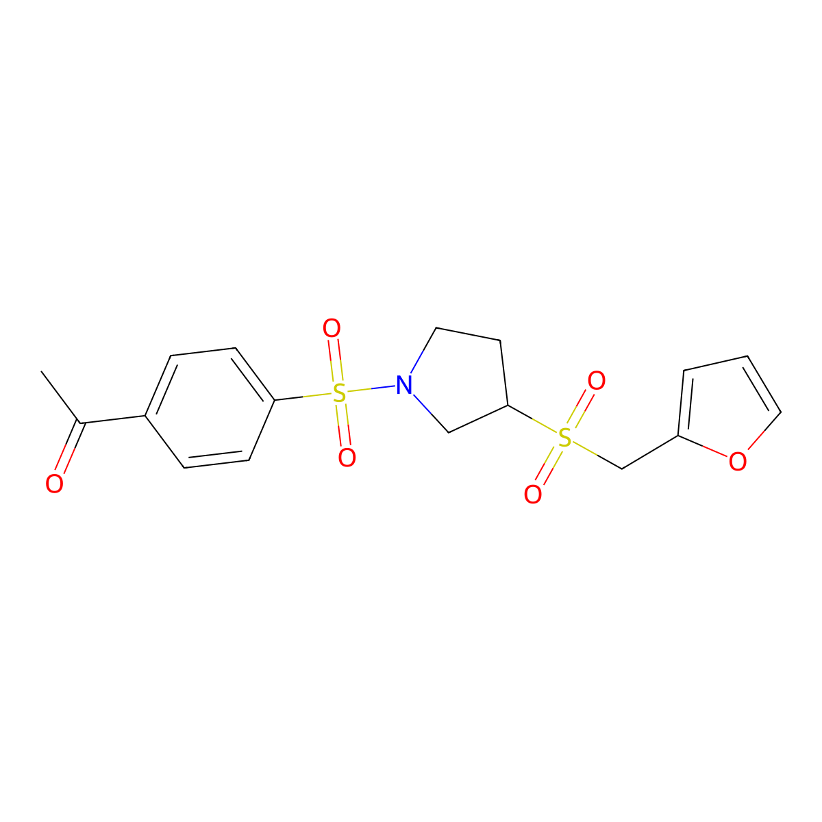 1-(4-((3-((Furan-2-ylmethyl)sulfonyl)pyrrolidin-1-yl)sulfonyl)phenyl)ethanone molecular structure, CAS 1788771-64-1