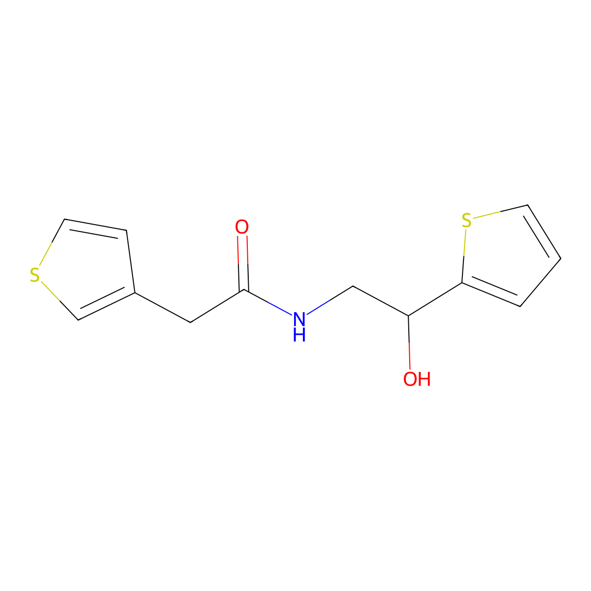 N-[2-hydroxy-2-(thiophen-2-yl)ethyl]-2-(thiophen-3-yl)acetamide molecular structure, CAS 1788772-10-0