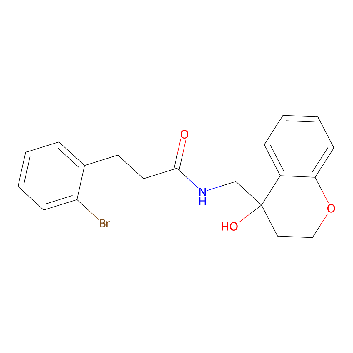 3-(2-bromophenyl)-N-((4-hydroxychroman-4-yl)methyl)propanamide molecular structure, CAS 1788772-16-6