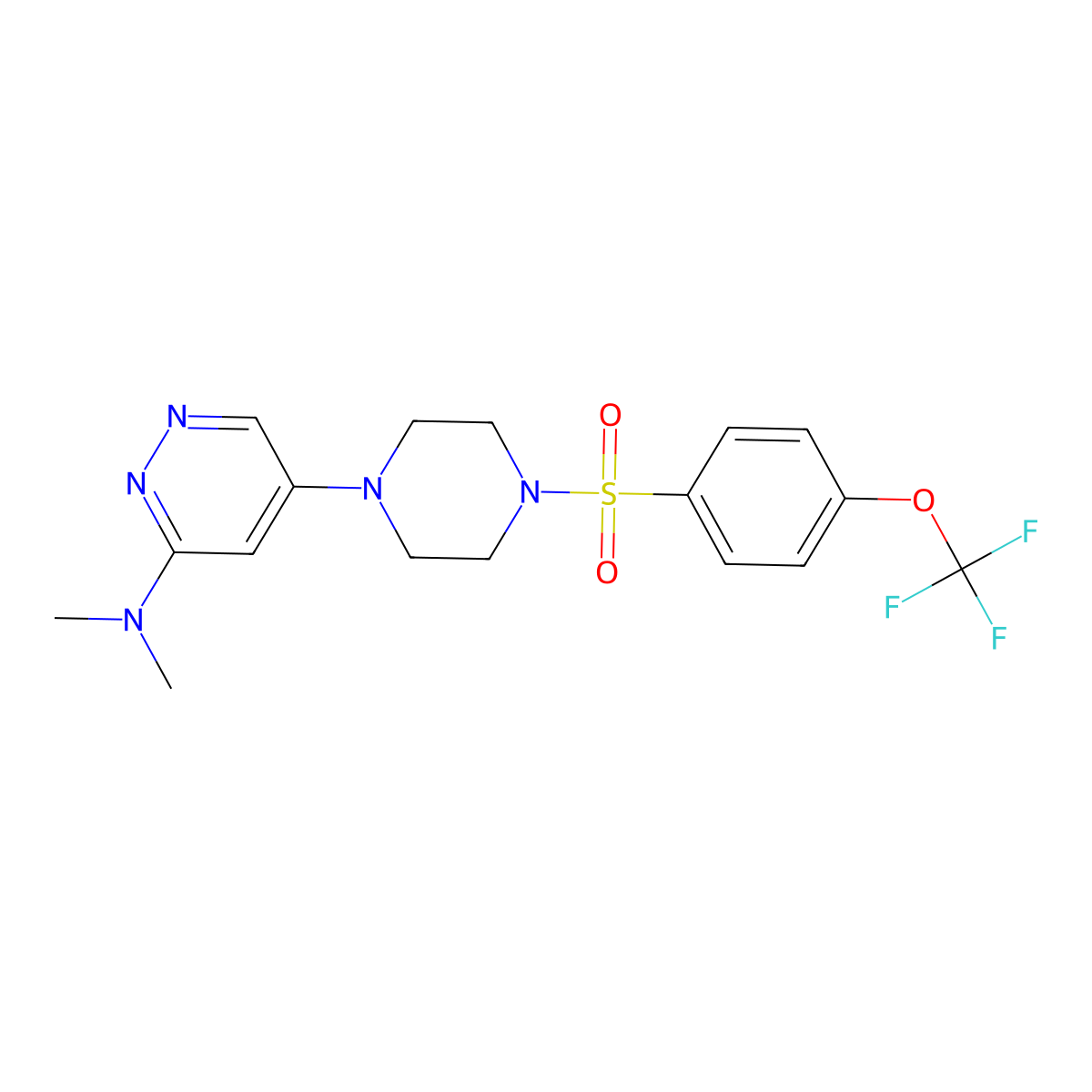 N,N-dimethyl-5-(4-((4-(trifluoromethoxy)phenyl)sulfonyl)piperazin-1-yl)pyridazin-3-amine molecular structure, CAS 1788772-72-4