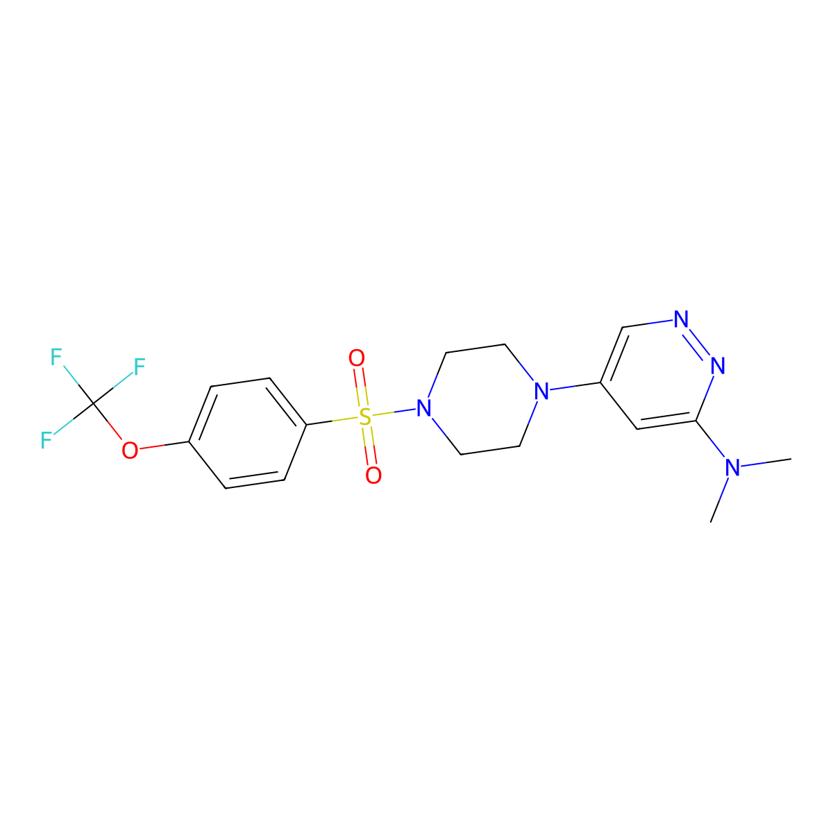 N,N-dimethyl-5-(4-((4-(trifluoromethoxy)phenyl)sulfonyl)piperazin-1-yl)pyridazin-3-amine molecular structure, CAS 1788772-72-4