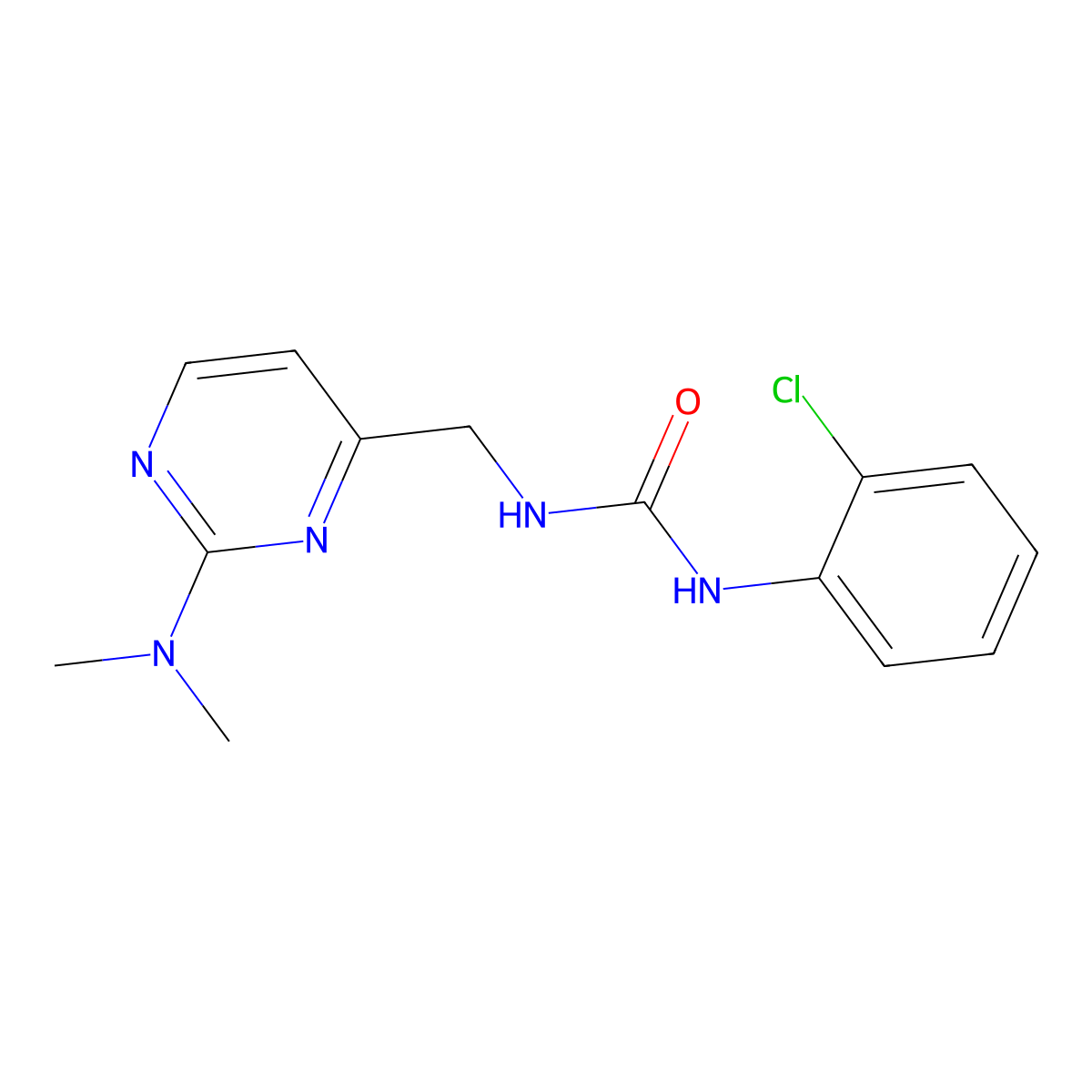 1-(2-Chlorophenyl)-3-{[2-(dimethylamino)pyrimidin-4-yl]methyl}urea molecular structure, CAS 1788772-78-0
