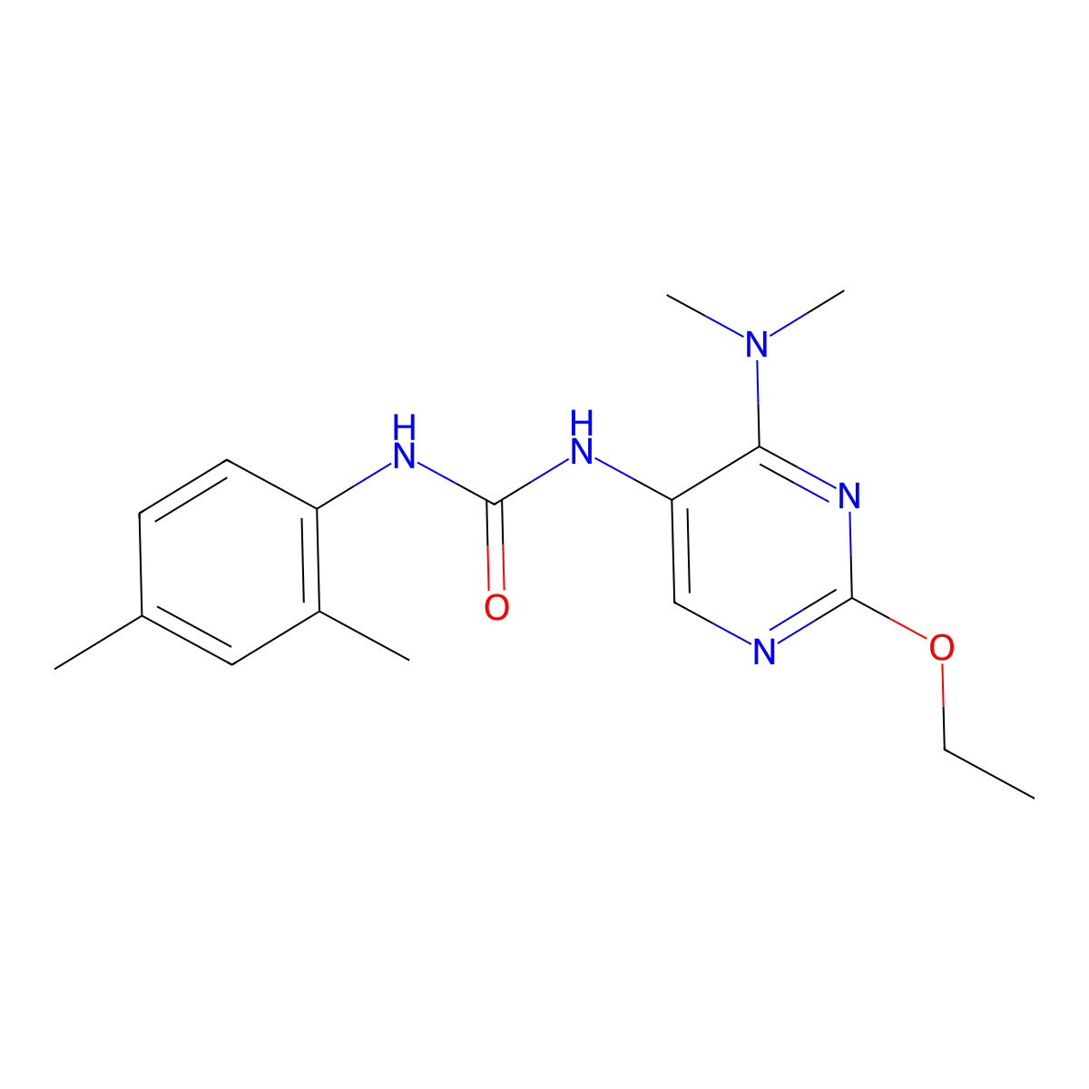 1-(4-(Dimethylamino)-2-ethoxypyrimidin-5-yl)-3-(2,4-dimethylphenyl)urea molecular structure, CAS 1788773-02-3