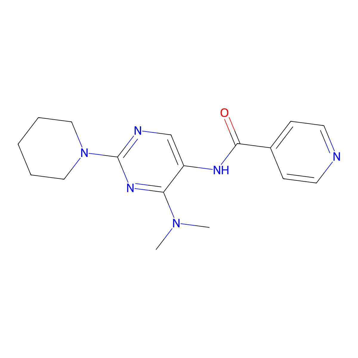 N-(4-(dimethylamino)-2-(piperidin-1-yl)pyrimidin-5-yl)isonicotinamide molecular structure, CAS 1788773-10-3
