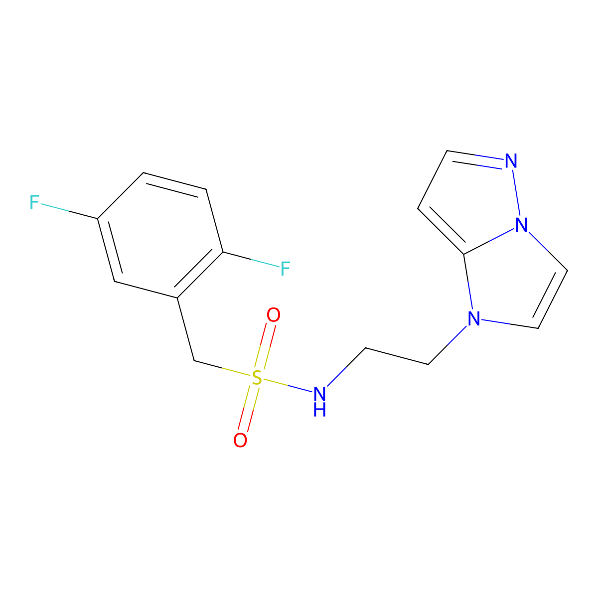 N-(2-(1H-imidazo[1,2-b]pyrazol-1-yl)ethyl)-1-(2,5-difluorophenyl)methanesulfonamide molecular structure, CAS 1788773-35-2