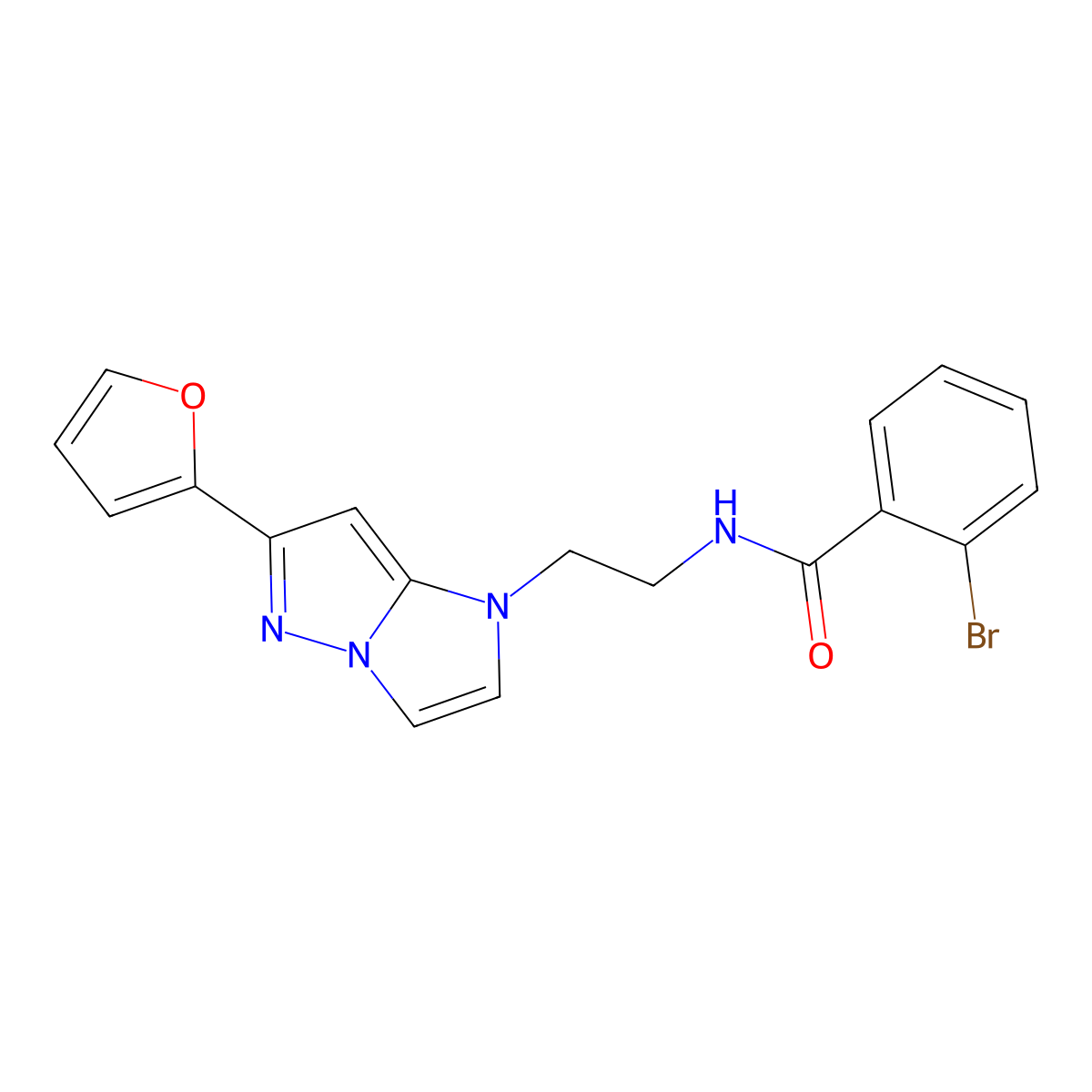 2-bromo-N-(2-(6-(furan-2-yl)-1H-imidazo[1,2-b]pyrazol-1-yl)ethyl)benzamide molecular structure, CAS 1788773-51-2