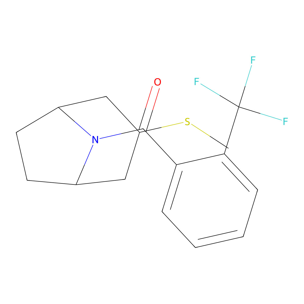 ((1R,5S)-3-(methylthio)-8-azabicyclo[3.2.1]octan-8-yl)(2-(trifluoromethyl)phenyl)methanone molecular structure, CAS 1788773-89-6
