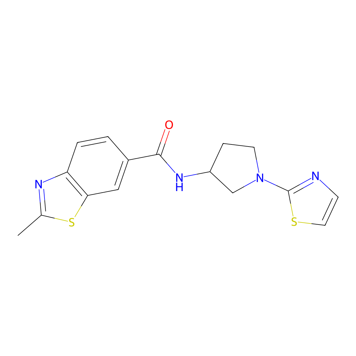 2-methyl-N-(1-(thiazol-2-yl)pyrrolidin-3-yl)benzo[d]thiazole-6-carboxamide molecular structure, CAS 1788783-12-9
