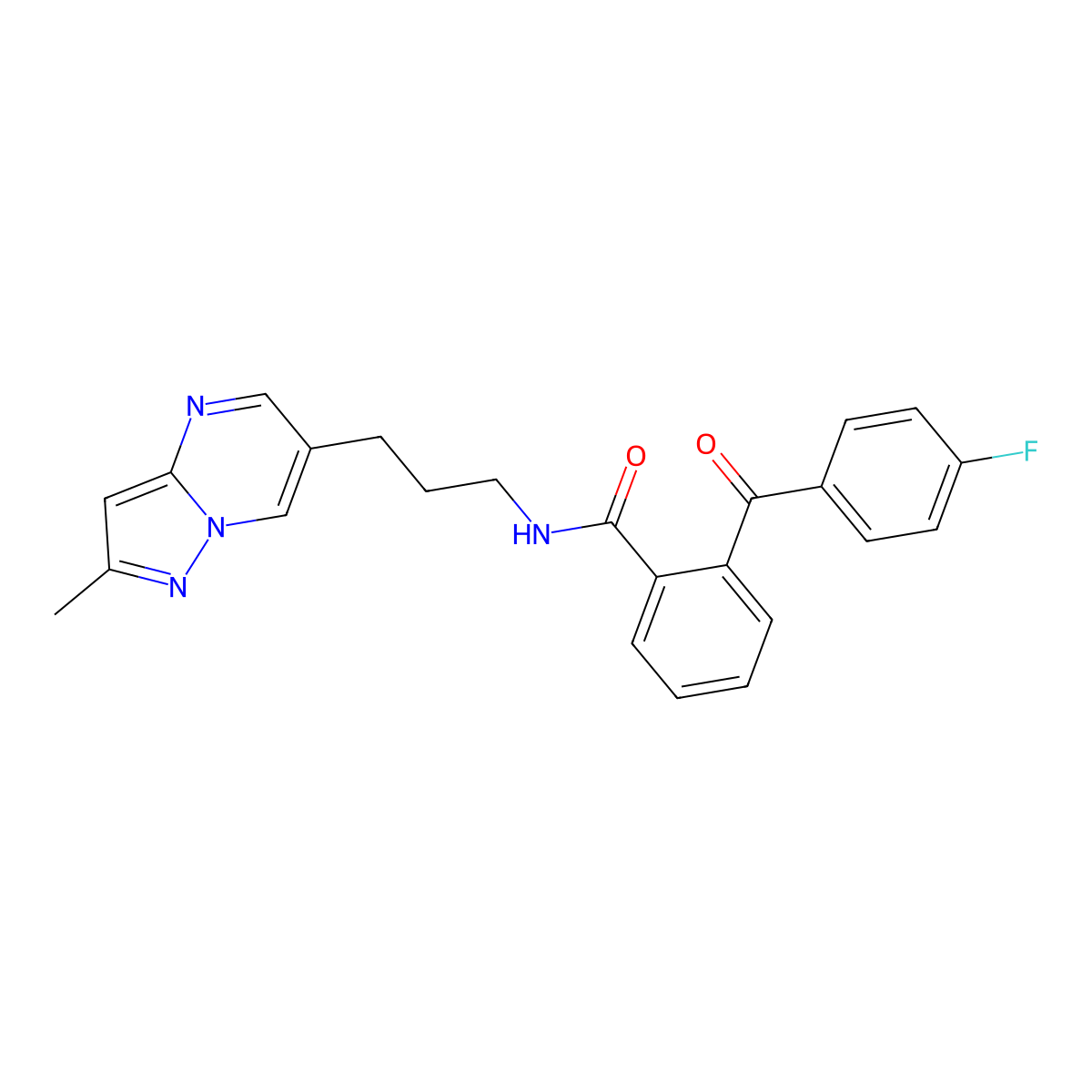 2-(4-fluorobenzoyl)-N-(3-{2-methylpyrazolo[1,5-a]pyrimidin-6-yl}propyl)benzamide molecular structure, CAS 1788783-21-0