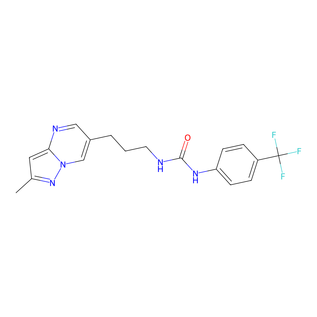 1-(3-(2-Methylpyrazolo[1,5-a]pyrimidin-6-yl)propyl)-3-(4-(trifluoromethyl)phenyl)urea molecular structure, CAS 1788783-26-5