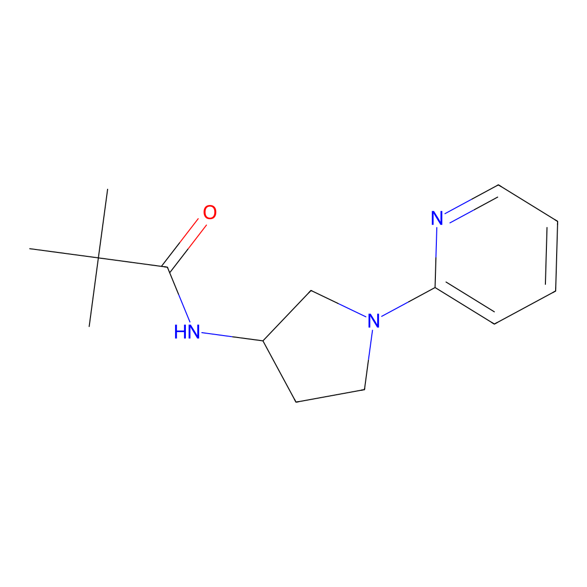 N-(1-(pyridin-2-yl)pyrrolidin-3-yl)pivalamide molecular structure, CAS 1788783-33-4