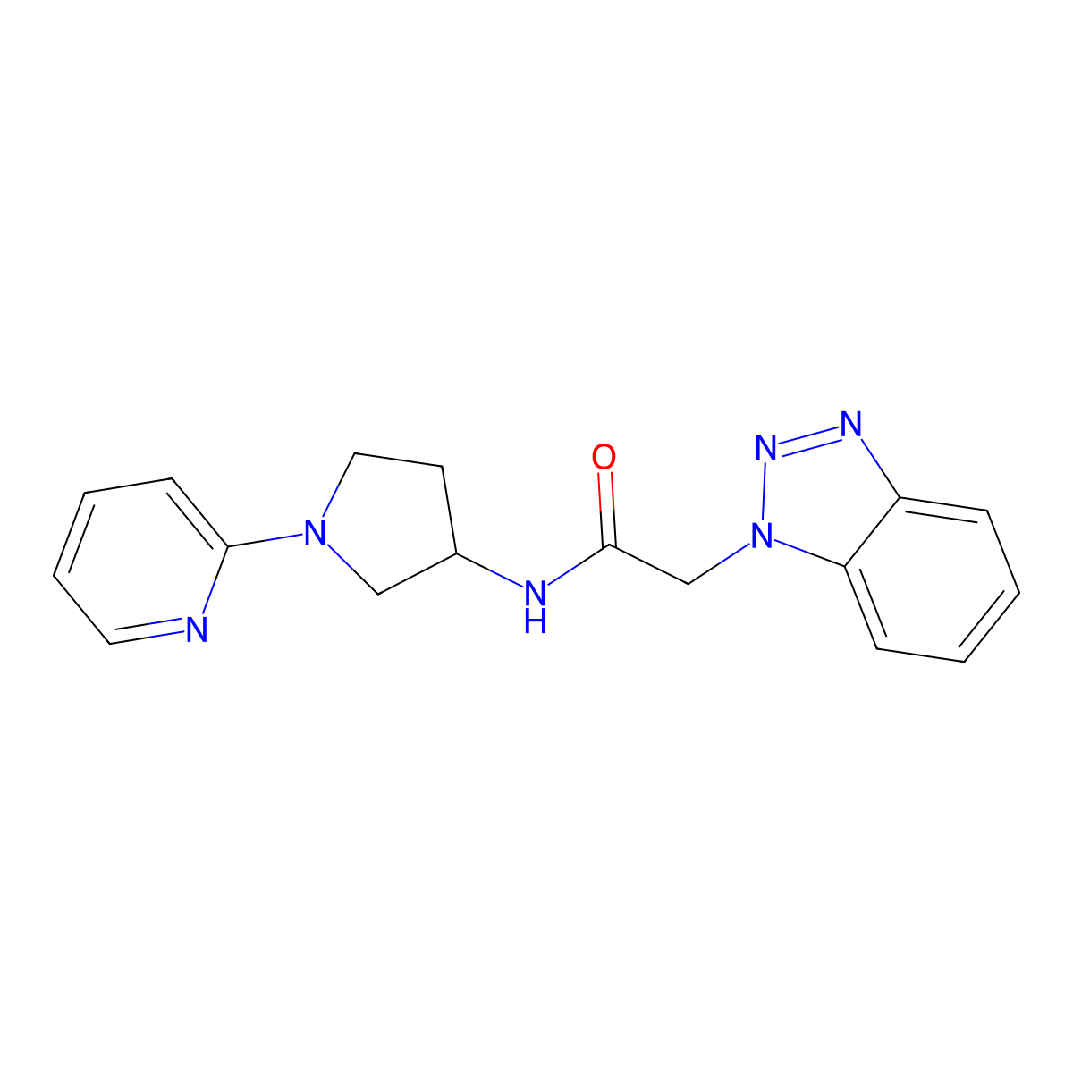 2-(1H-benzo[d][1,2,3]triazol-1-yl)-N-(1-(pyridin-2-yl)pyrrolidin-3-yl)acetamide molecular structure, CAS 1788783-55-0