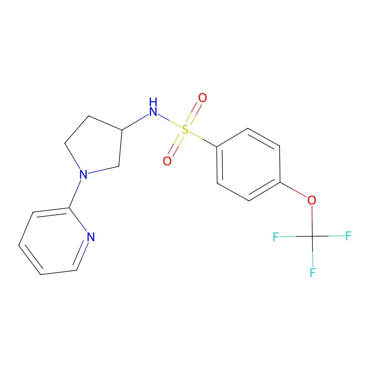 N-(1-(pyridin-2-yl)pyrrolidin-3-yl)-4-(trifluoromethoxy)benzenesulfonamide molecular structure, CAS 1788783-67-4